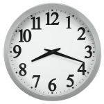Sonnet Atomic Analog Wall Clock, 1.5in Time Numbers, 11.5in Diameter, Silver Trim